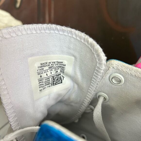 Converse Hand Painted Leather High Tops Trainers mens 6 / women’s 8 - Picture 14 of 16